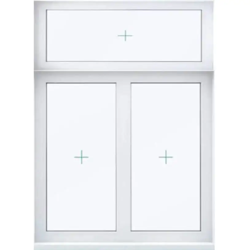 Двухстворчатое окно ПВХ с глухой фрамугой Рехау Блиц 960*1870 глухое | глухое